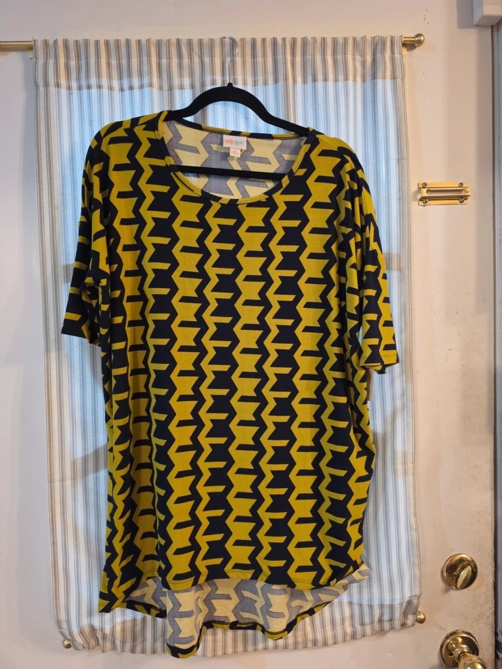 LuLaRoe Irma Yellow and Navy Geometric Irma Tunic